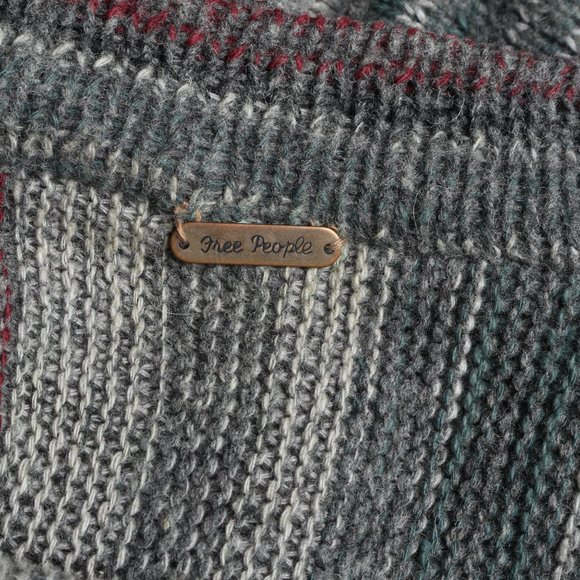 Free People β’ Fringe Boho WOOL Blend Poncho Sweater Duster Wrap Coat M-L - Picture 5 of 12